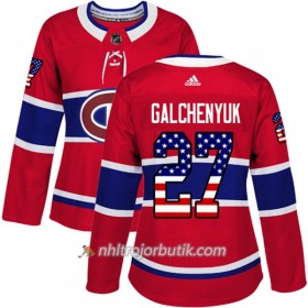 Dame Ishockey Montreal Canadiens Tröja Alex Galchenyuk 27 Adidas 2017-2018 Röd USA Flag Fashion Authentic
